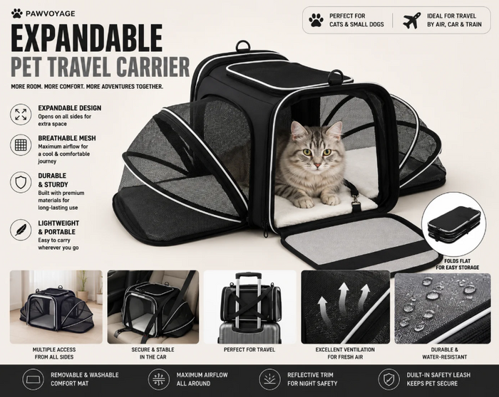 PawVoyage™ Expandable Pet Travel Carrier